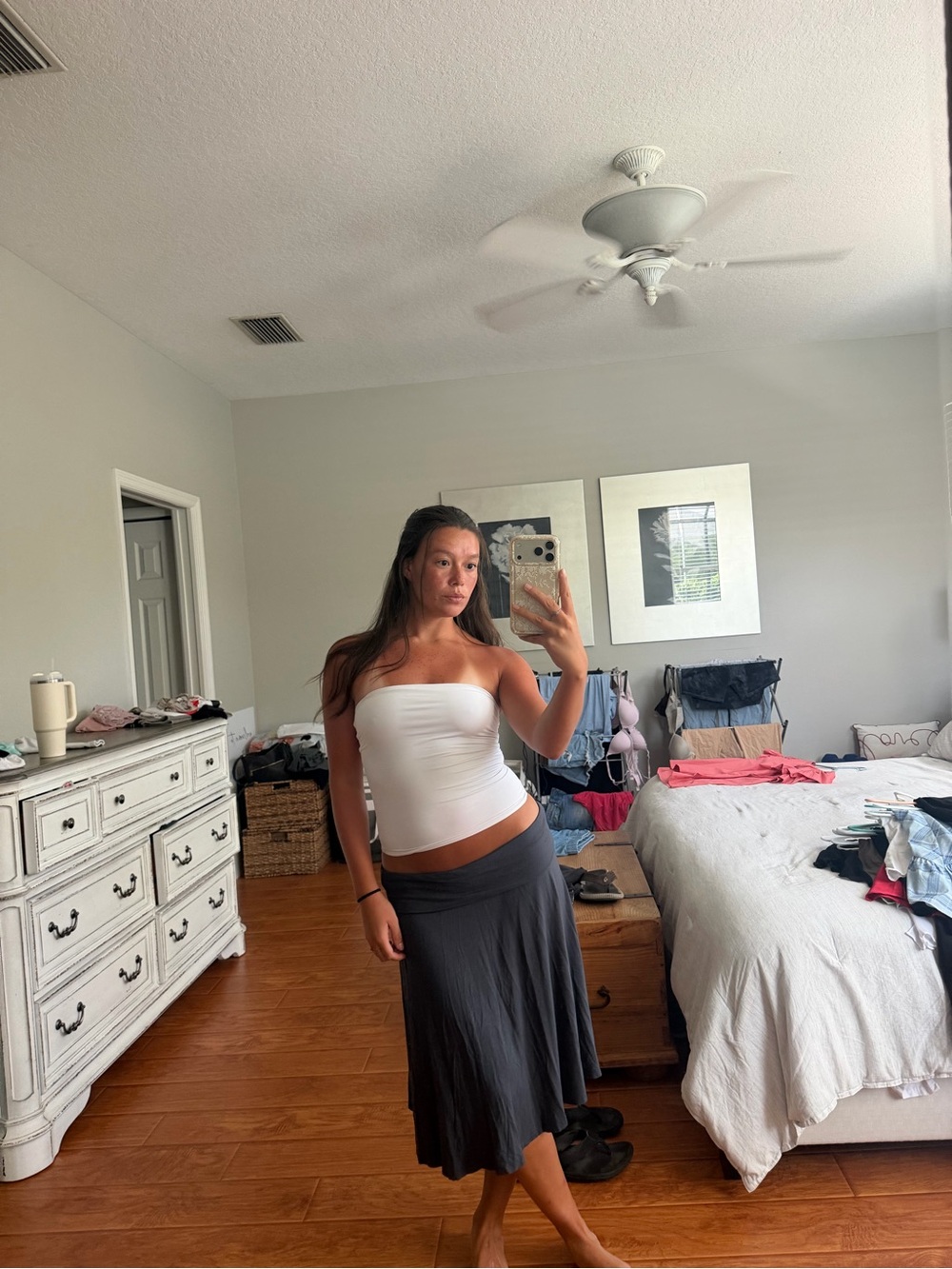 Popana Grey Foldover Skirt